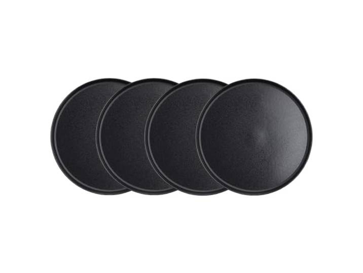 BUTLERS 4er-Set Essteller Steinzeug - CASA NOVA - spülmaschinenfest Farbe Schwarz - ø 27 cm - Speiseteller für Hauptgerichte & Beilagen - Dinnerteller für Fleisch & Fisch - Skandi-Design