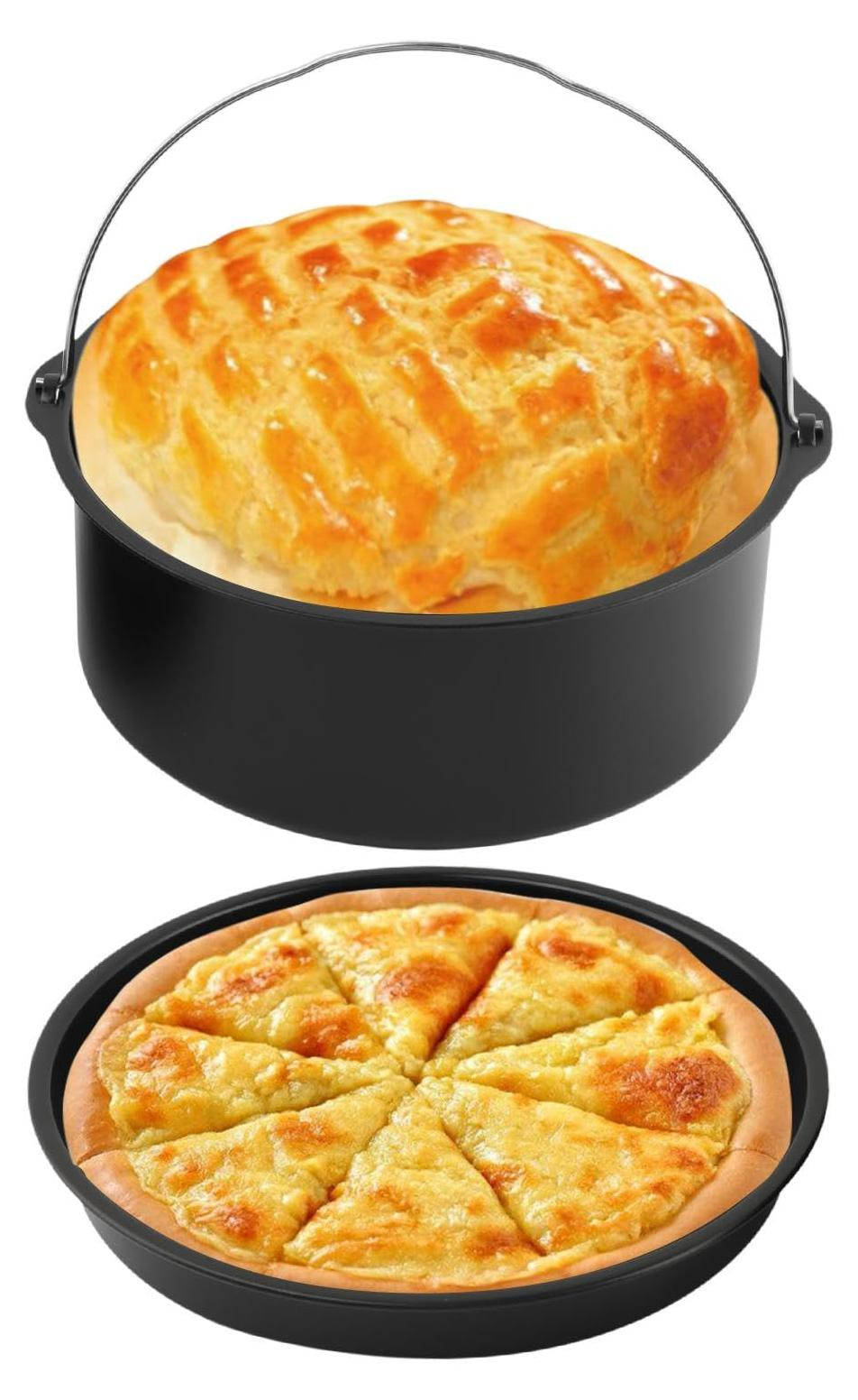 Dripio Accessoires voor heteluchtfriteuse 2-delige set met bakvorm en pizzaplaat, 15,5 cm