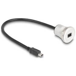 Delock USB-Kabel USB 2.0 USB-Mini-B Stecker, USB-Mini-B Buchse 0.30 m Schwarz, Silber Rund 88186