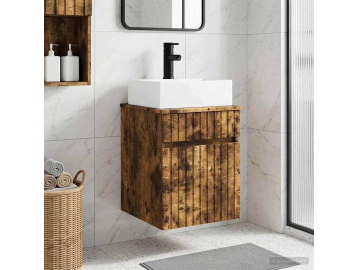 vidaXL Wandmontierter Waschbecken Vanity Geräucherte Eiche