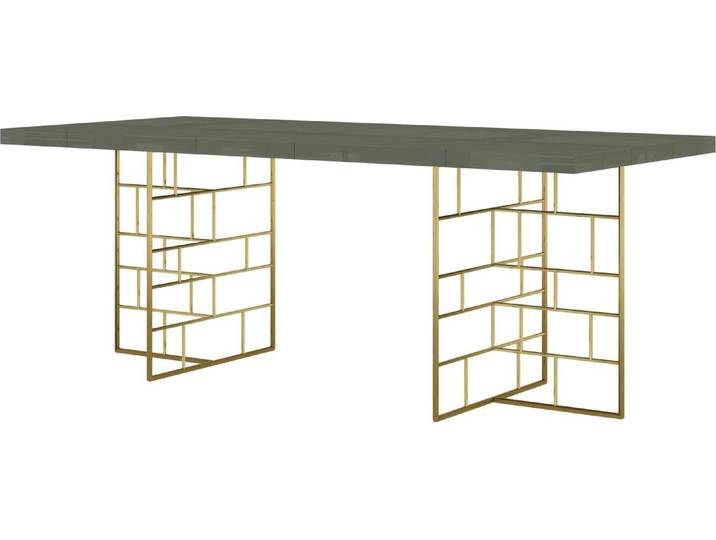 FURNLUX Esstisch Rose Hill Grau Grün Und Gold 200cm / Hauptfarbe: Grün / Abmessungen: 200 x 76 x 90 cm