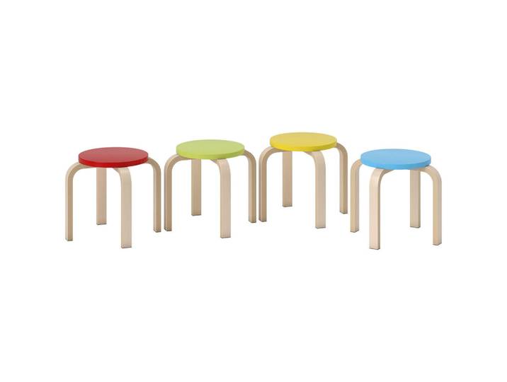 Homcom Hocker 4er Set Holzwerkstoff Mehrfarbig, Mehrfarbig, Echtholz,Birke, 36x30x36 cm, Esszimmer, Stuhl
