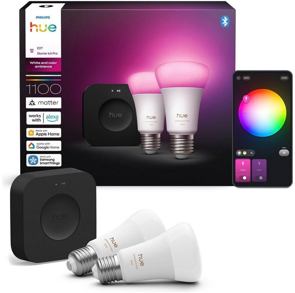 Philips Hue Starter Kit met Bridge Pro+ en 2 dimbare E27 LED lampen (RGB White)