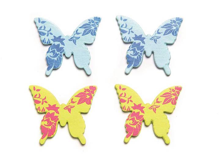 Glorex Streuteile Schmetterling Hellblau-Gelb 3 cm 9 Stück