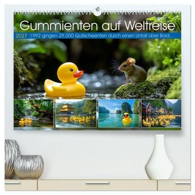 Gummienten auf Weltreise (hochwertiger Premium Wandkalender 2027 DIN A2 quer), Kunstdruck in Hochglanz