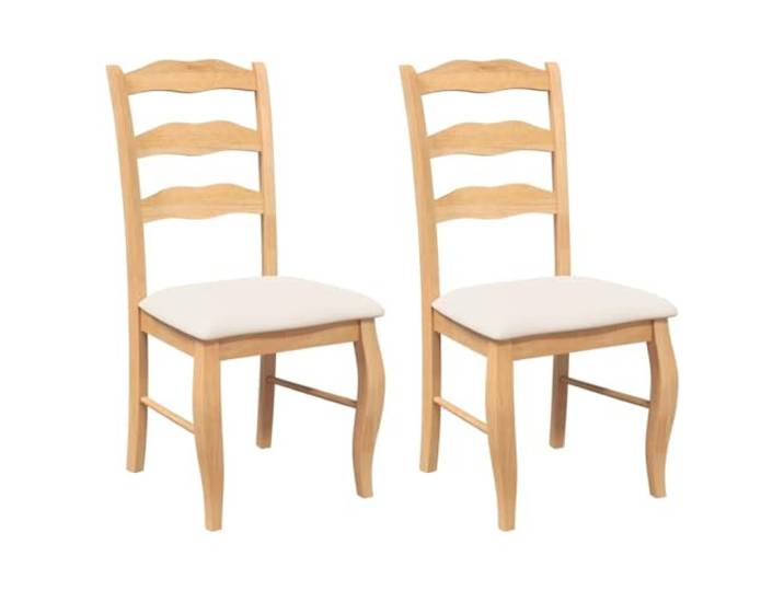 Esszimmerstühle mit Kissen, 2 Stück, Massivholz, Kautschukbaumholz, Natur Set mit 2 Stück, Gummibaumholz, inklusive Kissen, ergonomische Rückenlehne, Esszimmer, Wohnzimmer, Essen, Entspannung