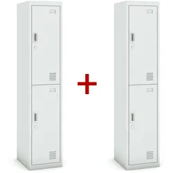 Metallspind S3 1+1 GRATIS, 2 Abteile, zerlegt, Zylinderschloss, grau/grau