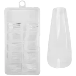 100 Stück Juliana Nails No File - Press-On Fullcover Tips clear – Ballerina - lang