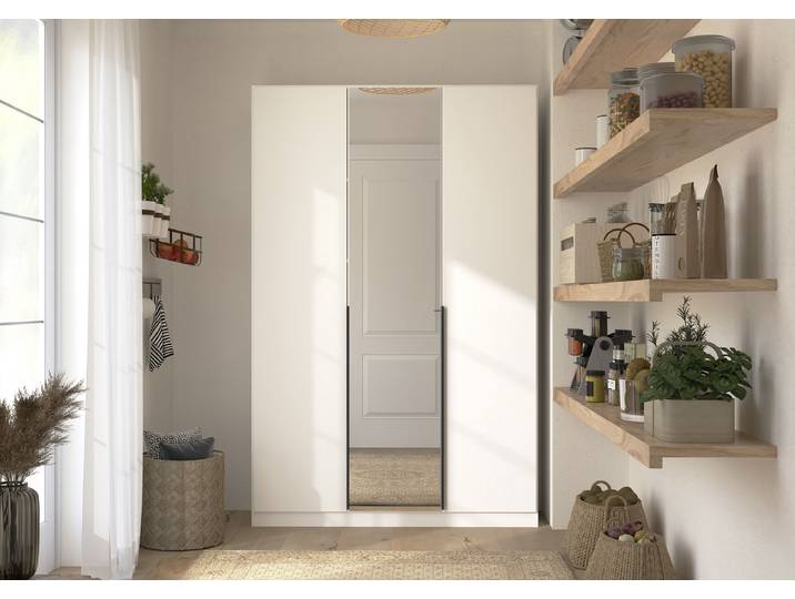 Armoire Avena avec Miroir 136cm Blanc/Blanc alpin