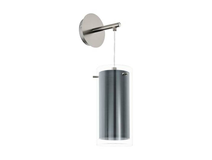 Eglo Applique murale intérieure Pinto Textil\, luminaire d’intérieur en métal nickel mat\, verre transparent et tissu gris\, lampe de salon et de couloir en textile\, douille E27