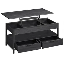 Helloshop26 - Wohnzimmer-Couchtisch mit 50 x 100 cm großer aufklappbarer Tischplatte Schubladen mit offenem Staufach und einem 12_0007479