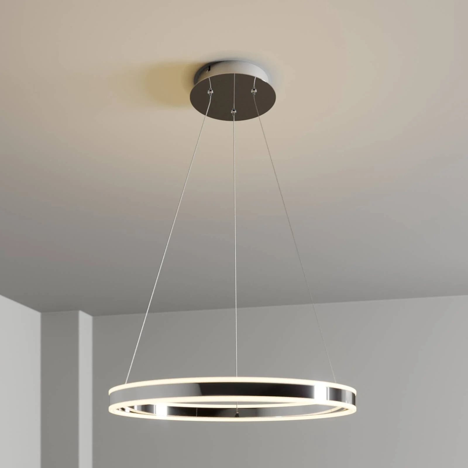 Lucande Lyani Hanglamp - Modern - Chroom/Wit - Ø60 cm - Dimbaar - LED