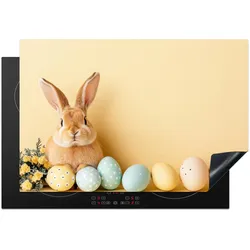 HERDABDECKPLATTE Eier - Kaninchen - Pastellfarbtöne Induktionsmatte 77x51 cm