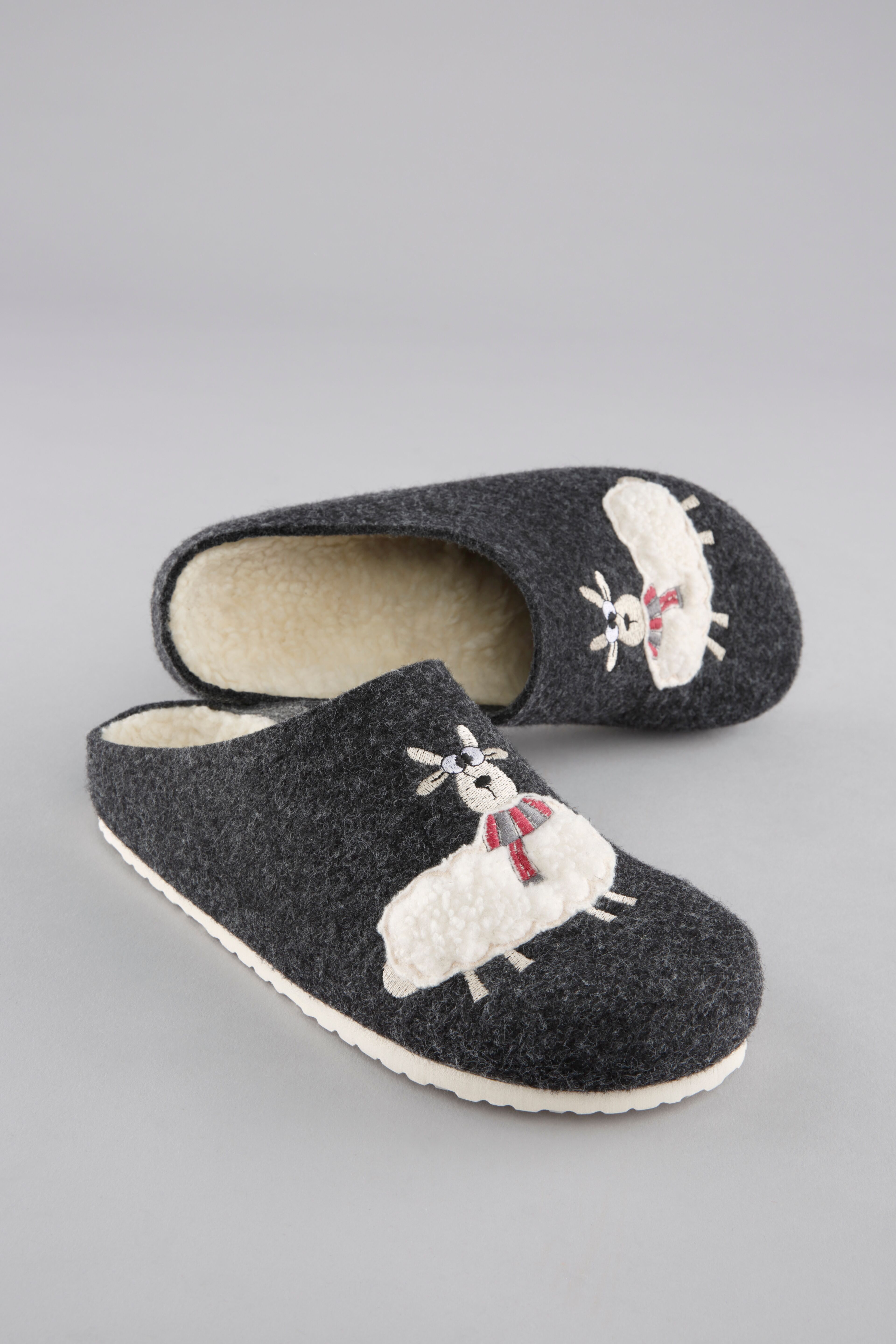 Clog ANISTON SHOES, Damen, Gr. 38, Textil, grau (anthrazit), Filz, Schuhe Clog, Hausschuh, Schlappen, Homeslipper