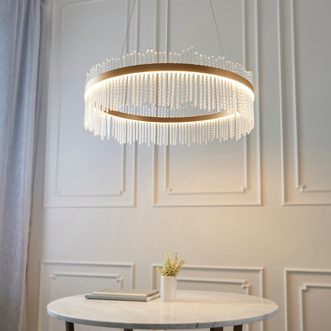 Canora Grey Angelisa 1 - Light Crystal LED Chandelier Brushed Gold 20cm H X 70cm W X 20cm D