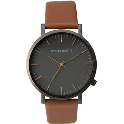 THREAD ETIQUETTE - CLASSIC - gunmetal / tan timepiece / 42 MM