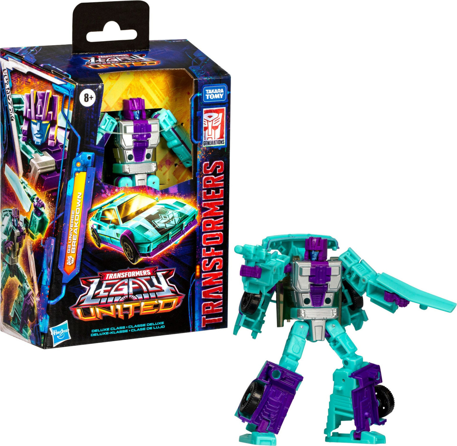 Hasbro Transformers Legacy Deluxe Class Breakdown speelgoed voor kinderen vanaf 8 jaar, turquoise en paars
