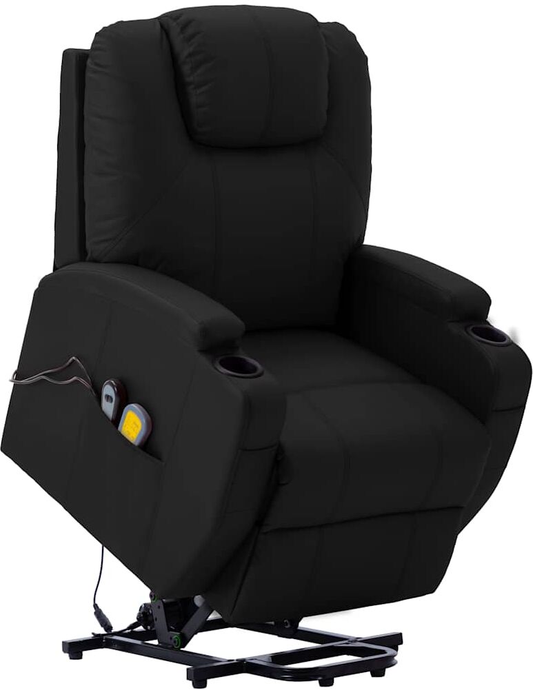 vidaXL Fauteuil de massage Noir Similicuir