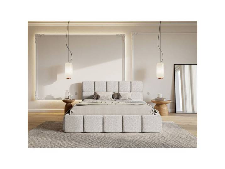 Lit rembourré 120x200 – Cloudy – Chenille Gris clair