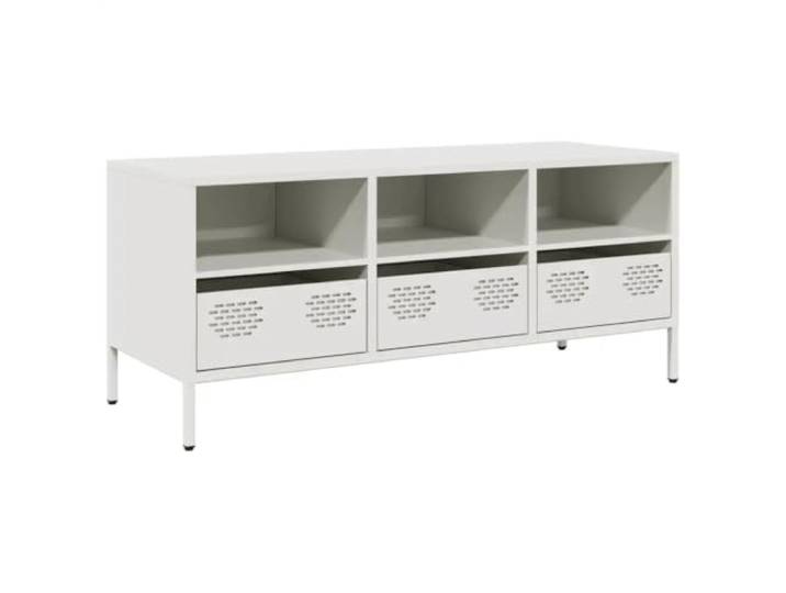 Helloshop26 TV-Möbel im industriellen Design mit großer Aufbewahrung, 101,5 x 39 x 43,5 cm, kaltgewalzter Stahl, weiß, 02_0049750