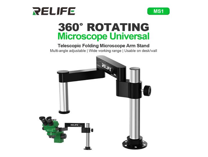RELIFE MS1 360 ° Support pliable rotatif, bras oscillant mural vertical, Compatible avec différents modèles d'outils de réparation de Microscopes