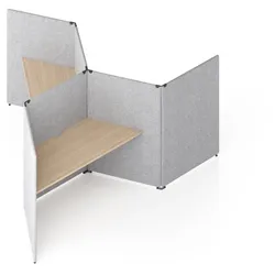 Dreier Schreibtisch Kombination mit Trennwand Akustik BG-Line