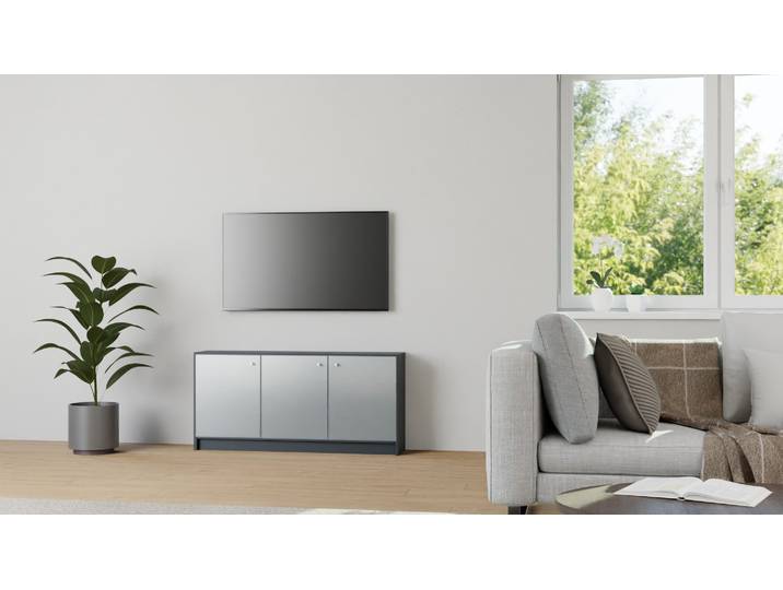 Phonoregal mit Glastüren MDF Lackiert Anthrazit­grau RAL&nbsp;7016