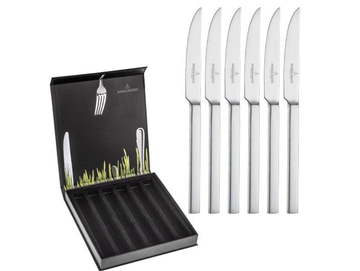 Steakmesser Girona matt, im Geschenkkarton , silberfarben, B:17,9mm, Edelstahl, PICARD & WIELPÜTZ SOLINGEN, Essmesser, Steakmesser, praktisches Steakmesser-Set