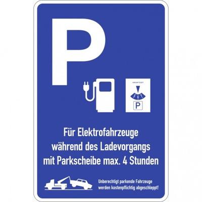 Dreifke® Parkplatzschild - Hinweistafel für Parken an Ladesäulen, Alu, 600x900 mm