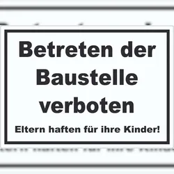 HB-Druck Betreten der Baustelle Schild schwarz-weiß A5 (148x210mm)