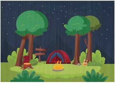 Nourison Imagination Indoor only Blue Camping Site Graphic Area Rug