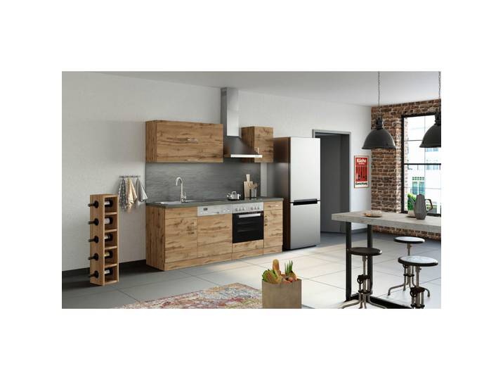 Held Küchenleerblock, Schiefer, Eiche Wotan, 1 Schublade(n) Schubladen, seitenverkehrt montierbar, nur wie online abgebildet bestellbar, 210 cm, Made in Germany, Küchen, Küchenzeilen & Küchenblöcke, Küchenzeilen ohne Geräte