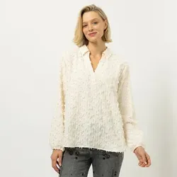 DINE 'N' DANCE Bluse, Langarm Kragen Seitenschlitze leger weit