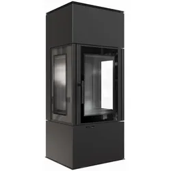 Kratki Kaminofen aus Stahl THOR VIEW Ø150 8kW Hausheizung Kamin Holzofen schwarz