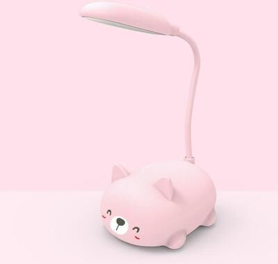 United Cartoon Cat LED Desk Lamp USB Rechargeable Eye Protection Reading Lamp pink