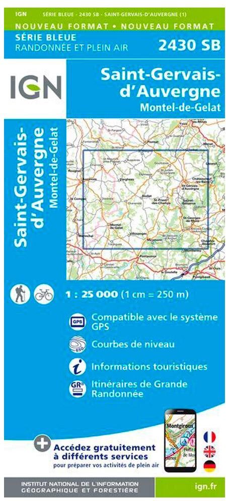 IGN  - 2430SB Saint-Gervais-d'Auvergne, Montel-de-Gelat - Carte