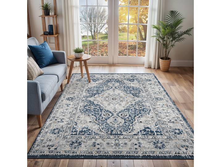 Teppich LIVABLISS VIENNA , blau, B:160cm H:9,9mm L:220cm, Polypropylen, Teppiche, Teppich