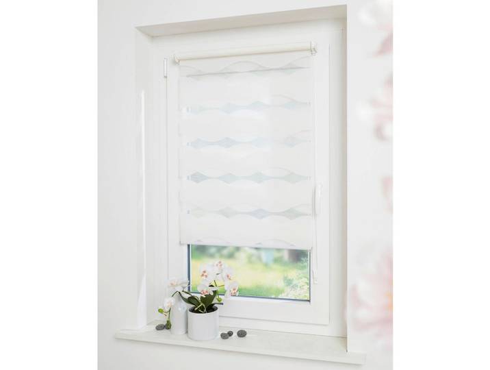 Schwöller Doppelrollo, Weiß, Wellen, 60x150 cm, Klemmfix-System, Heimtextilien, Vorhänge, Rollos, Doppelrollos
