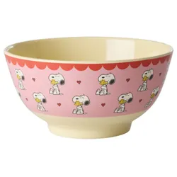 RICE Melamin Schale mit Snoopy - Medium, Pink, H 7.5 Ø 15 cm, 700 ml