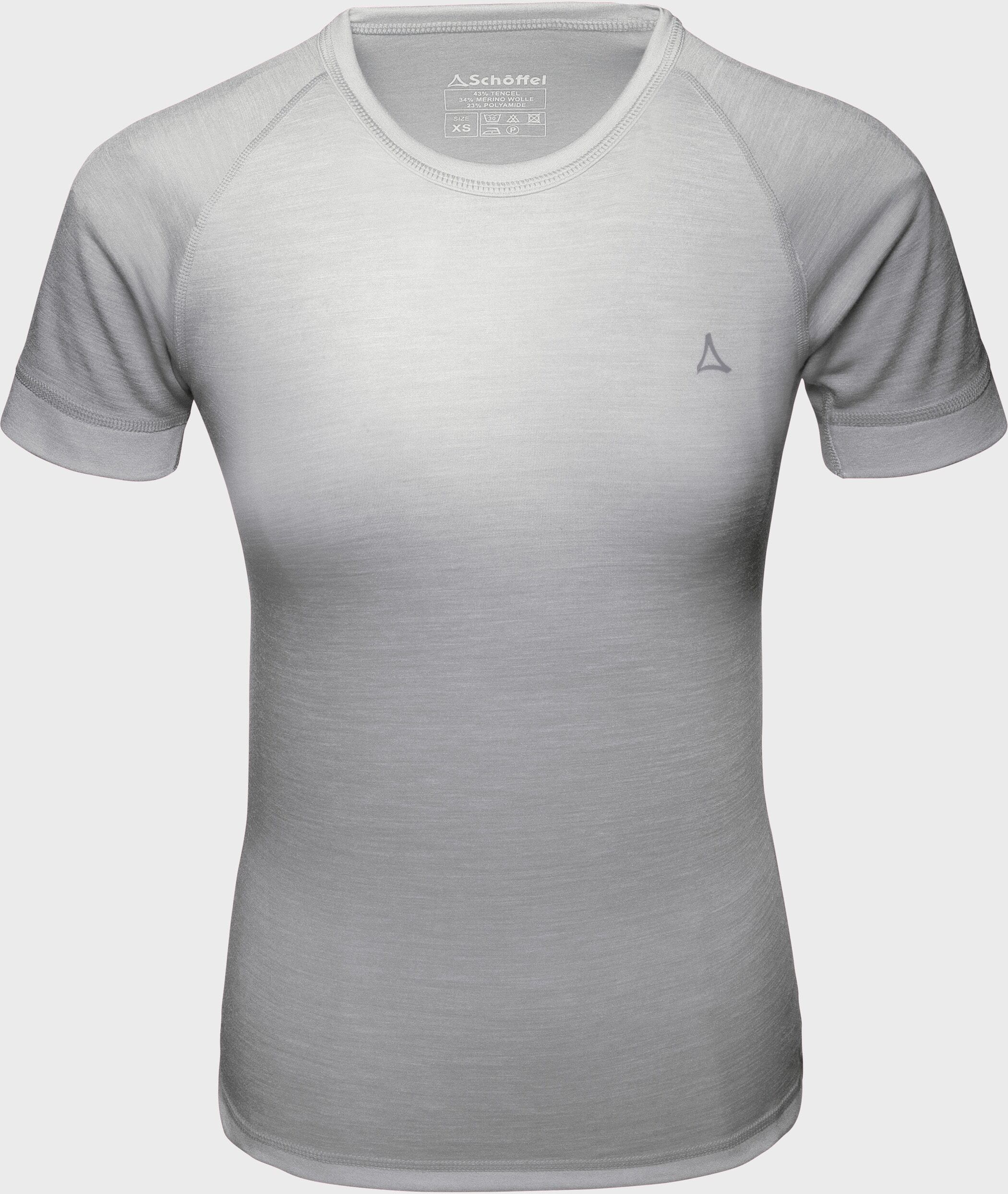 Funktionsshirt SCHÖFFEL "Ski Merino Sport Shirt 1/2 Arm W" Gr. XL, grau (9645, grau), Shirts, Damen, XL, Oberstoff: 43% Lyocell, 34% Wolle, 23% Nylon, Funktionsshirt 9645, grau XL