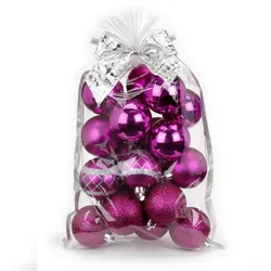 20 Weihnachtskugeln Kunststoff 6cm Mix im Geschenkbeutel klassisch & bruchsicher Christbaumkugeln Weihnachtsbaumkugeln Christbaumschmuck Fuchsia