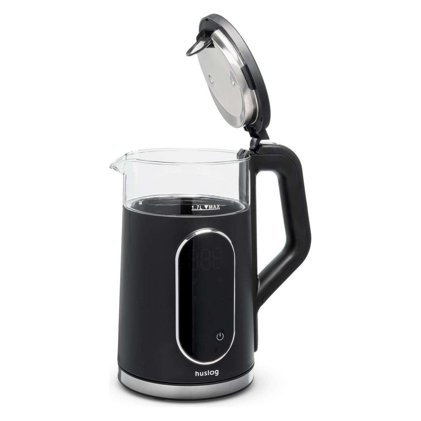 Huslog glass kettle wit touch panel black 1,7L 2200W (1.70 l) (OWN000148)