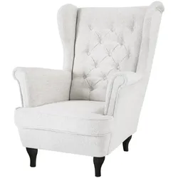 CHESTERFIELD-SESSEL Falco beige mit Wenge Holzbeinen