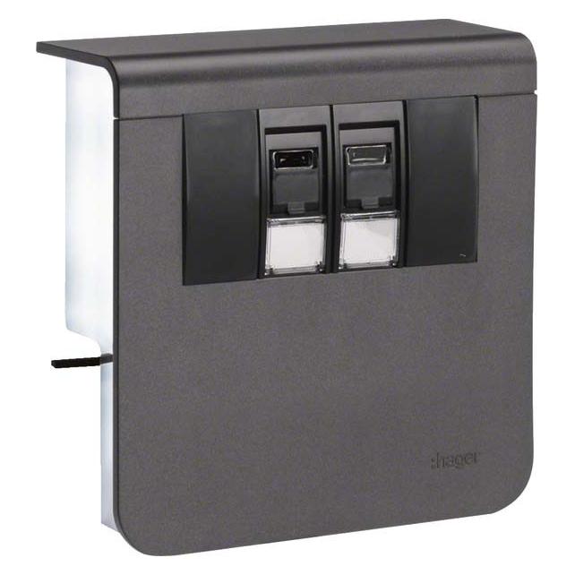 Hager SL200809079011 - Ausgang - RJ-45 X 2 - Graphite Black (Netzwerk Zubehör) (SL200809079011)