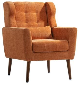 toswini Dark Blue Modern Accent Chair whit Pillow, Solid Wood Leg