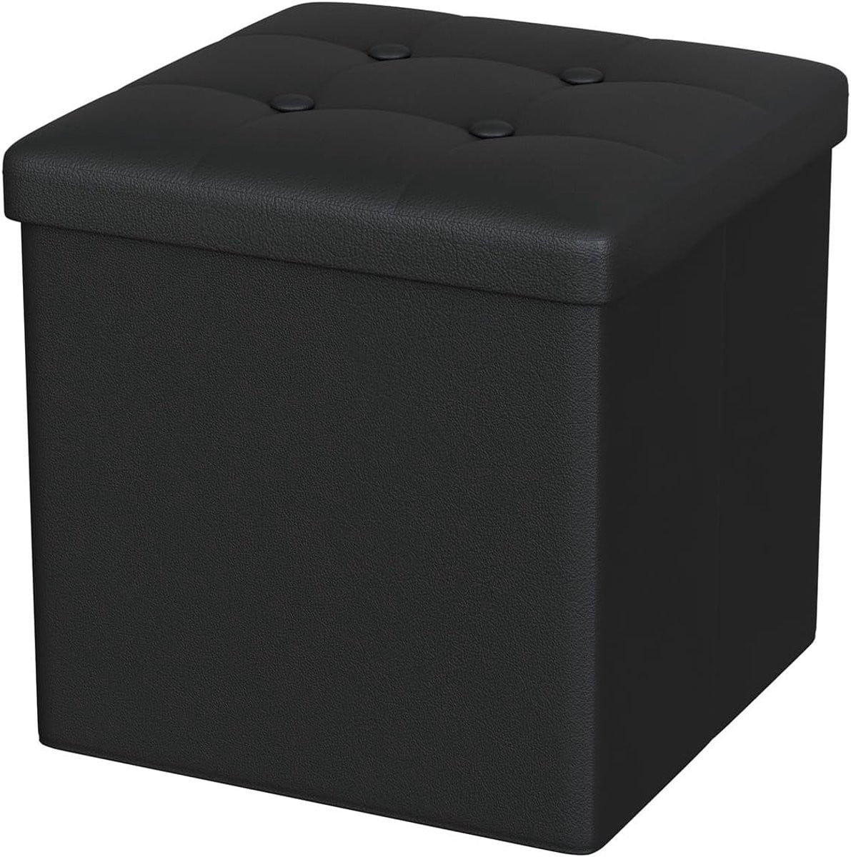 SnelShoppen Oak & Tea Opberg Pouf van PU Leder - Vouwbaar Zitkrukje en Voetsteun