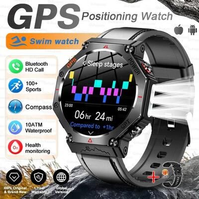 Uplift Picks IronPeak Ultra GPS Smart Watch AMOLED Waterproof Military Sports Watch black Leather gps Swimming Watch