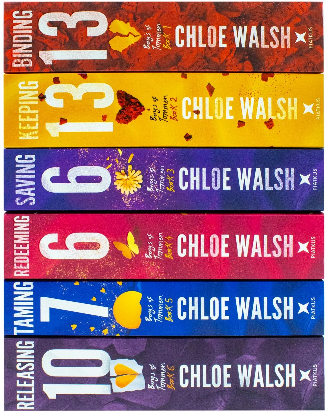 Piatkus ltd Boys of Tommen Series 6 Books Collection Set By Chloe Walsh (Binding 13, Keeping 13, Saving 6, Redeeming 6, Taming 7 & Releasing 10)