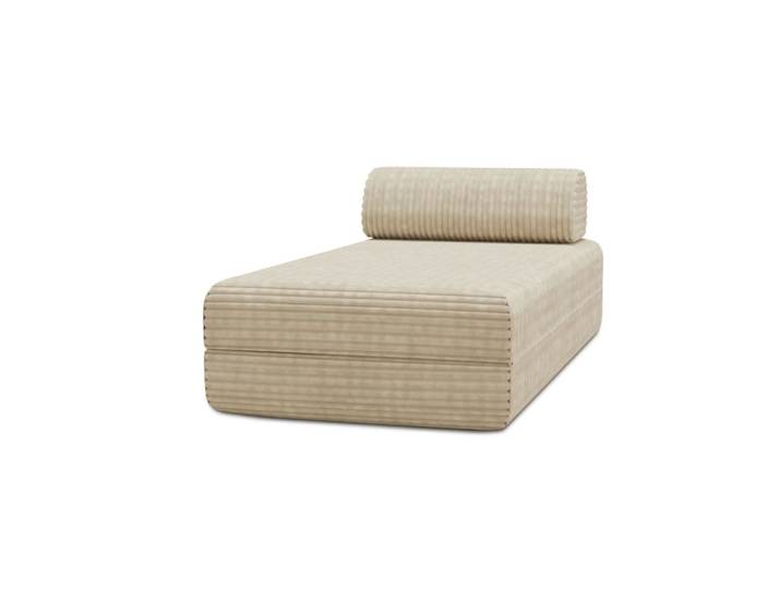 Méridienne convertible et modulable 3 places en velours beige