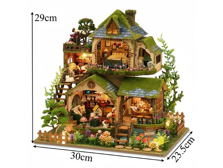 Mini kit de modélisme en bois, puzzle 3D, maison de poupée aventure en forêt avec meubles, cadeau de Noël pour amis, artisanat DIY